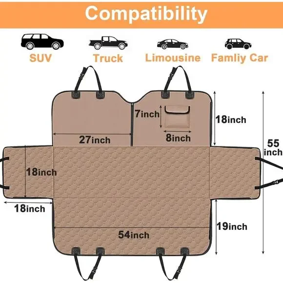 Mancro Dog Car Seat Cover for Back Seat, Waterproof, ACTUAL COVER IS BLACK - Picture 6 of 7